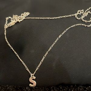 S necklace, silver color